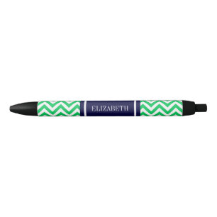 Stylo Noir Blanc Emeraude LG Chevron Bleu Marine Monogramme I
