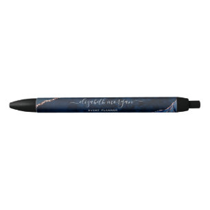 Stylo Noir Bleu Agate Marbre Or Parties scintillant Signature