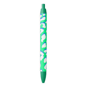 Stylo Noir Bleu blanc Empreinte de léopard