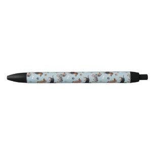 Stylo Noir Bleu de motif de pattes et d'os de teckel