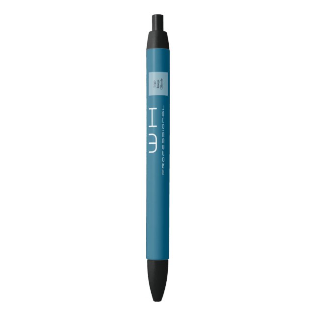 Stylo Noir Bleu d'entreprise moderne chic (devant Vertical)