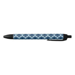 Stylo Noir Bleu et Bébé Bleu Trellis, treillis, Quatrefoil