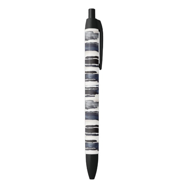 Stylo Noir Bleu Marine Rayures Blanches (Bas (Vertical))