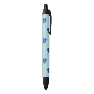 Stylo Noir Bleu mignon simple Motif de coeur