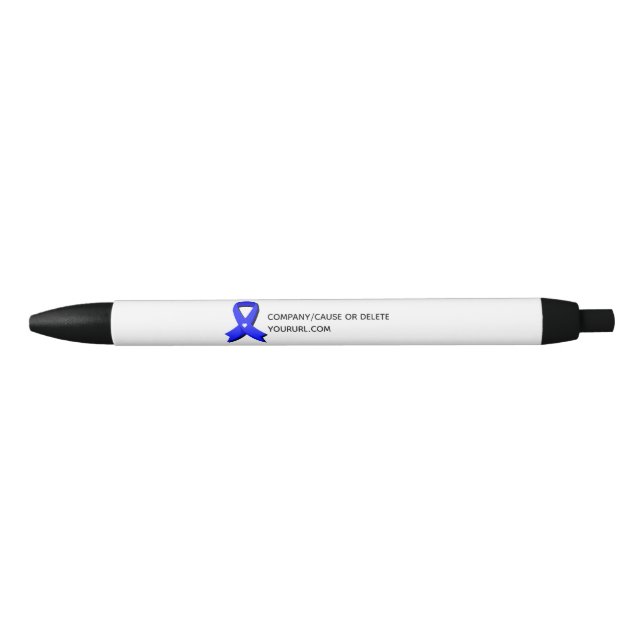 Stylo Noir Bleu Sensibilisation Ruban Coeur blanc Collecte de (Devant)
