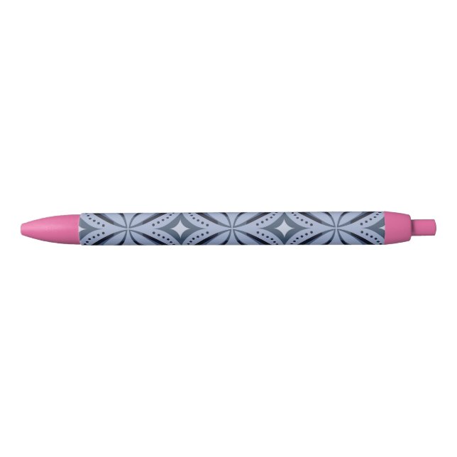 Stylo Noir Blue Geometric Pattern Retro Style (Devant)