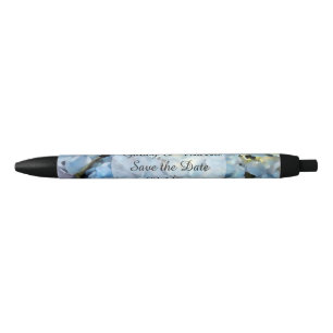 Stylo Noir Blue Hydrangea Floral Wedding Enregistrer la date