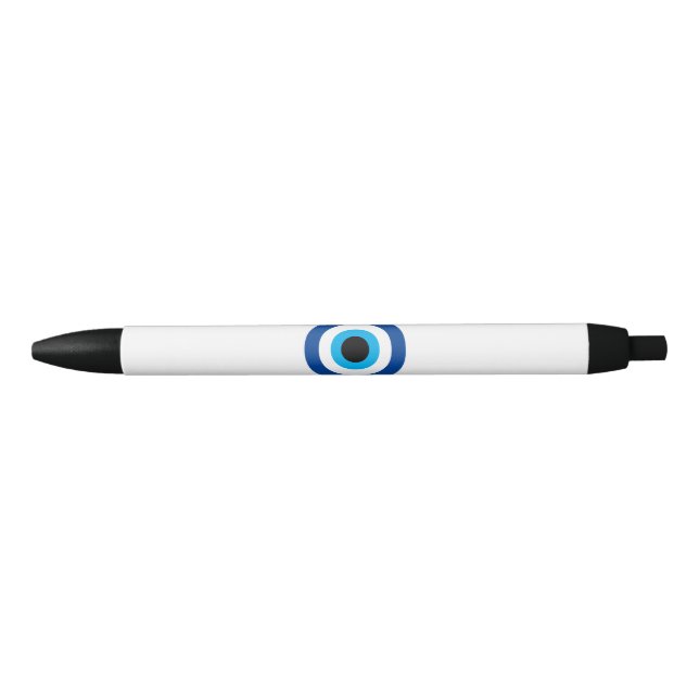 Stylo Noir Blue Mati Evil Eye symbole de chance écriture styl (Devant)