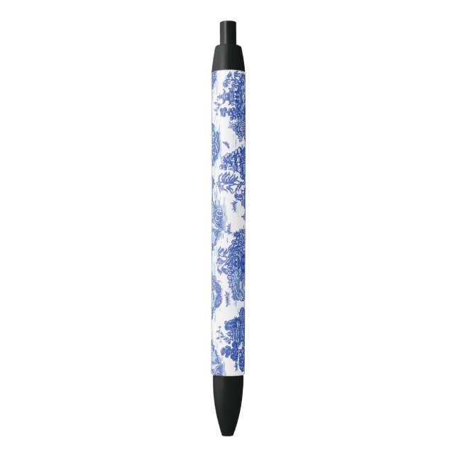 Stylo Noir Blue Willow Animal Rabbit Cerf Fox Bird Toile (devant Vertical)
