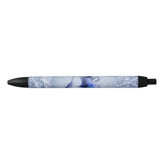 Stylo Noir Blue Winter Dragon Imaginaire Nature Art (Devant)