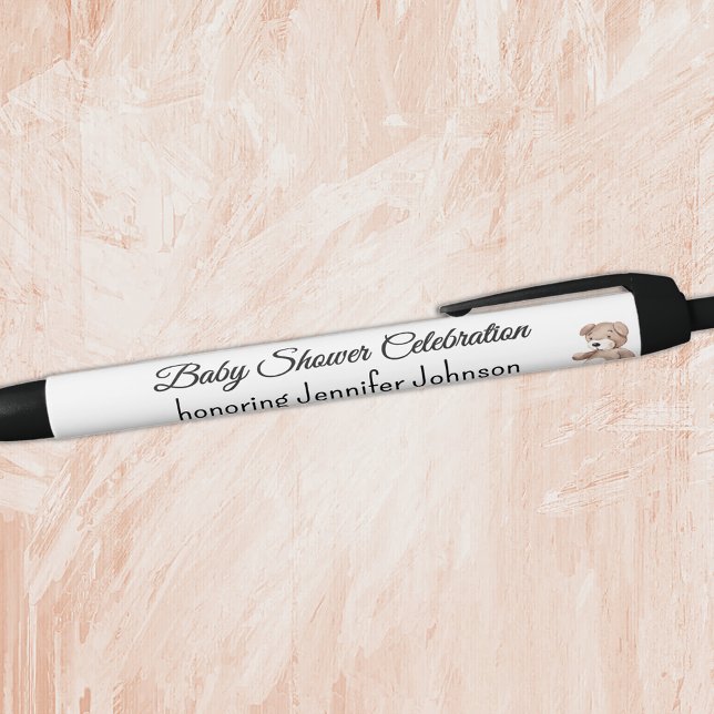 Stylo Noir Boho Baby shower Teddy Bear Favore L'Encre Noire (Créateur téléchargé)
