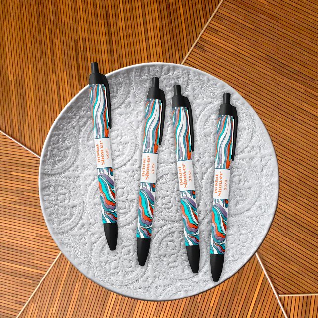 Stylo Noir Boho Groovy Rétro Typographie Ondulée Fête de Mari (Créateur téléchargé)