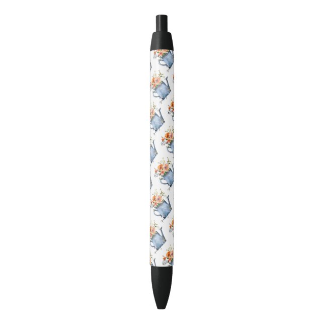 Stylo Noir Boho Rust Orange Aquarelle Fleurs Arrosage Can (devant Vertical)