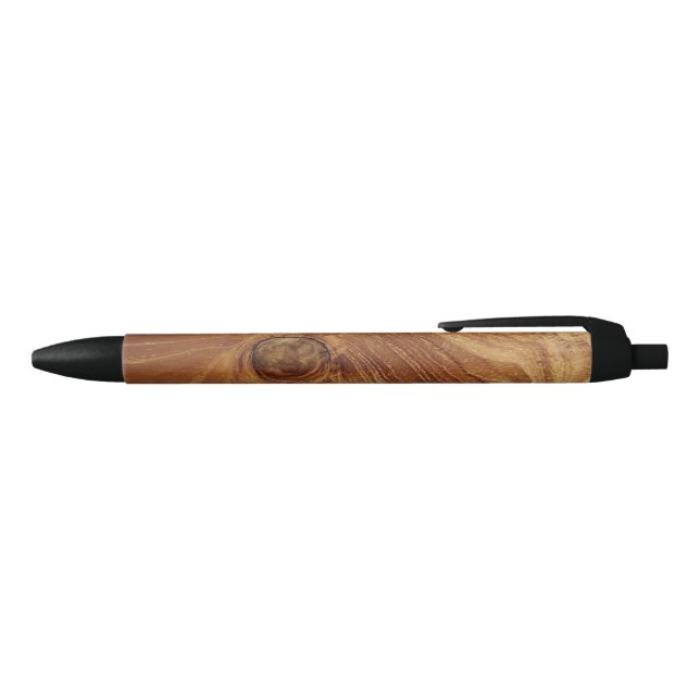 Stylo Noir Bois de teck rustique en bois Texture Grain de boi (Haut)