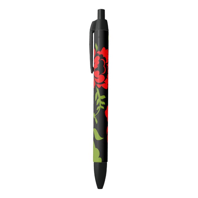 Stylo Noir Boîtier porte-monnaie iPhone Flowers (Haut (Vertical))