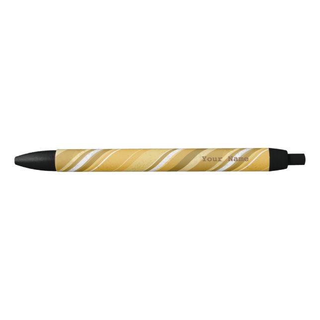 Stylo Noir Bonbons Jaunes rayures (Devant)