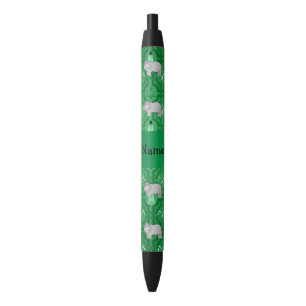 Stylo Noir Bonhommes de neige nommés personnalisés de vert