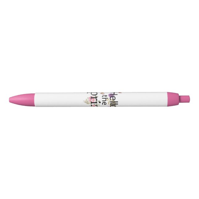 Stylo Noir Bonjour La Fleur De Printemps (Devant)