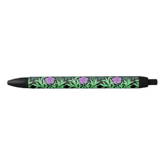 Stylo Noir Bordure florale lilas jolie