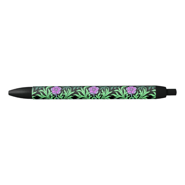 Stylo Noir Bordure florale lilas jolie (Devant)