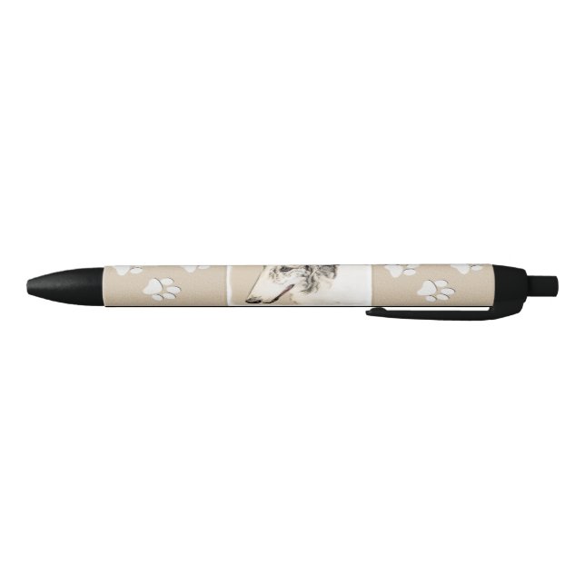 Stylo Noir Borzoi (Argent Brindle) Peinture Chien Art origina (Bas)