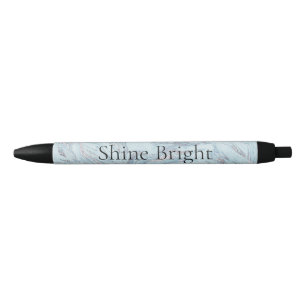Stylo Noir Boucles de marbre bleu Aqua Silver