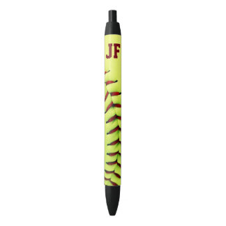 Stylo Noir Boule jaune personnalisée du base-ball