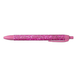 Stylo Noir Boule rose, brillante et pétillante