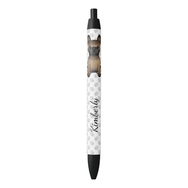 Stylo Noir Bouledogue français bringé / Frenchie Chien mignon (devant Vertical)