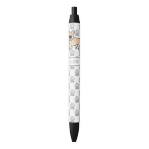 Stylo Noir Bouledogue français crème Chien de dessin animé mi