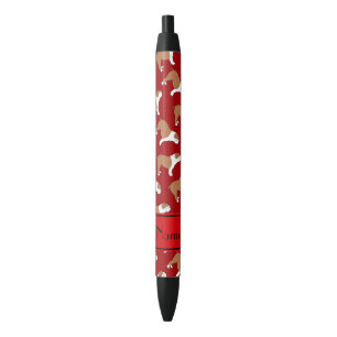 Stylo Noir Bouledogue rouge nommé personnalisé