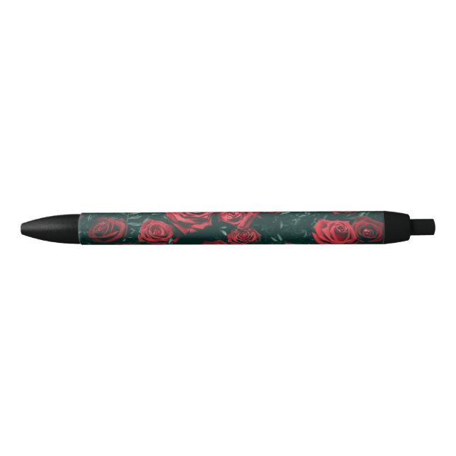 Stylo Noir Bouquet de roses rouges (Devant)