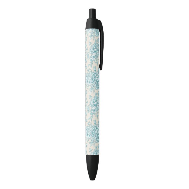 Stylo Noir Bouquet Rose bleu Jardin Motif Floral (Bas (Vertical))