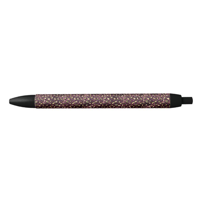 Stylo Noir Bourgogne et Or Série Léopard Design 1 (Devant)