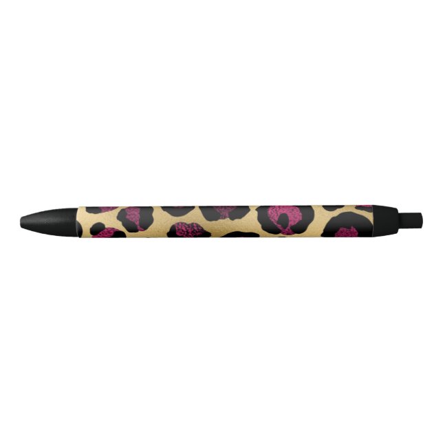 Stylo Noir Bourgogne et Or Série Léopard Design 2 (Devant)