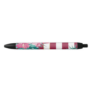 Stylo Noir Bourgogne exotique Floral rayé