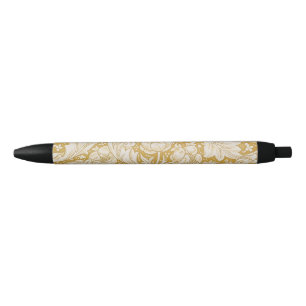 Stylo Noir Bouton de Bachelier en or de William Morris Floral