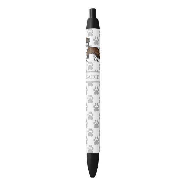 Stylo Noir Boxer Bringé Avec Nom Et Pattes Grises (devant Vertical)