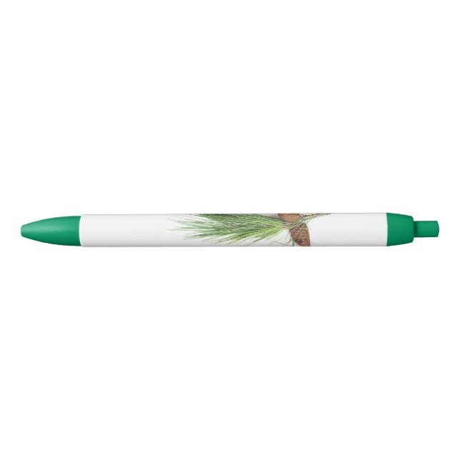 Stylo Noir Branche de pin avec pinecones (Devant)