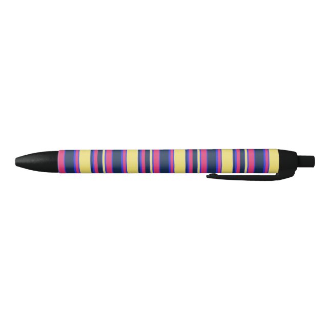 Stylo Noir Brayures rose, jaune et bleue (Bas)
