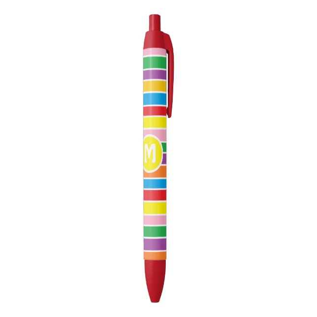 Stylo Noir Bright Colorful Rainbow Striped Monogrammed (Bas (Vertical))