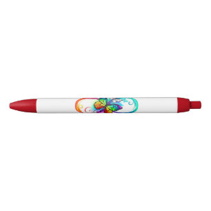 Stylo Noir Bright infinity with rainbow butterfly