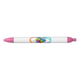 Stylo Noir Bright infinity with rainbow butterfly