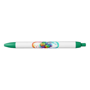 Stylo Noir Bright infinity with rainbow butterfly