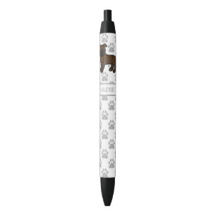 Stylo Noir Brindle Français Staffie Cute Cartoon Chien & Nom