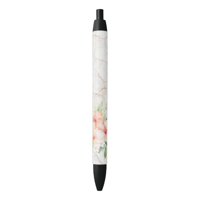 Stylo Noir Brise d'été Rouge pêche Hibiscus   (devant Vertical)