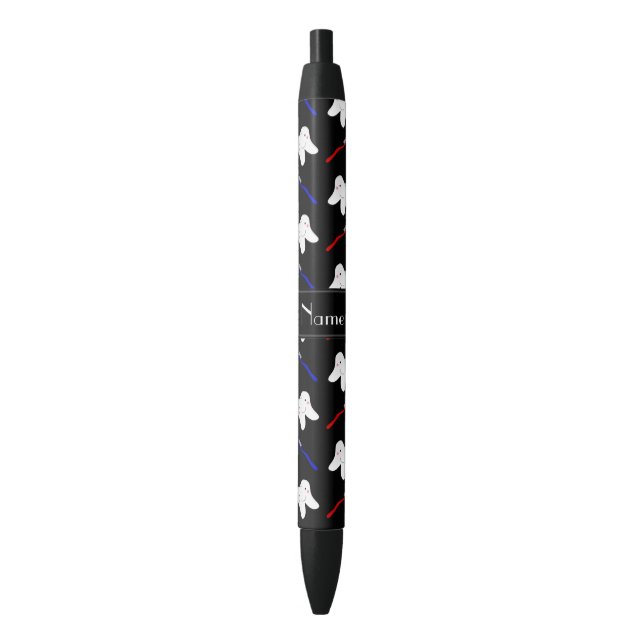 Stylo Noir Brosses de noir et motif nommés personnalisés de (devant Vertical)