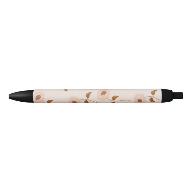 Stylo Noir Brown Beige Retro Y2K Hippie Motif de tournesol (Devant)