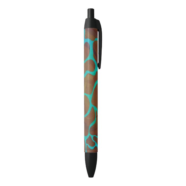 Stylo Noir Brun de girafe et copie turquoise (Bas (Vertical))