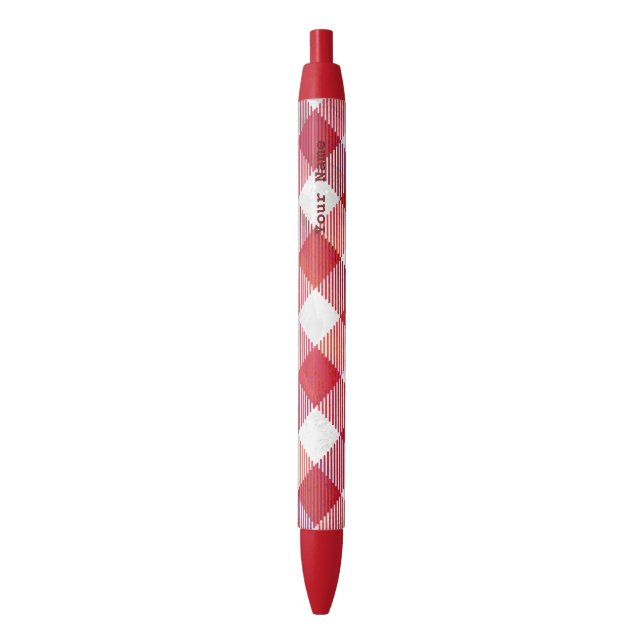 Stylo Noir Buffalo plaid rouge et blanc (devant Vertical)